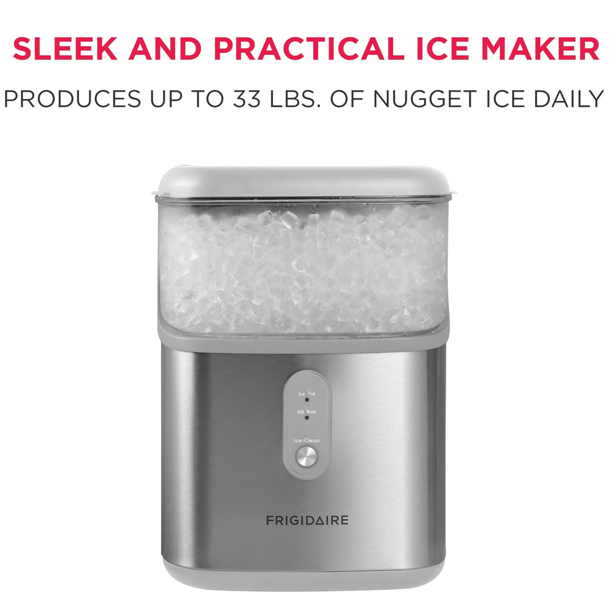 Frigidaire Nugget Ice Maker, 33 Lbs., Black Stainless Steel - EFIC228