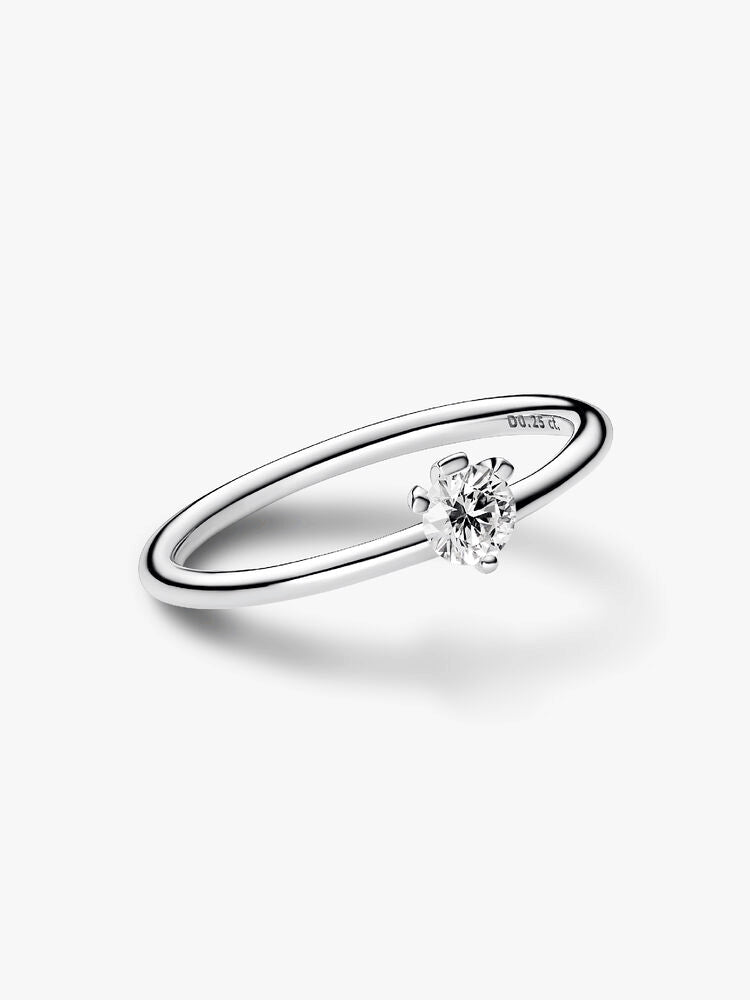 Pandora Nova Sterling Silver Off-set Lab-grown Diamond Ring