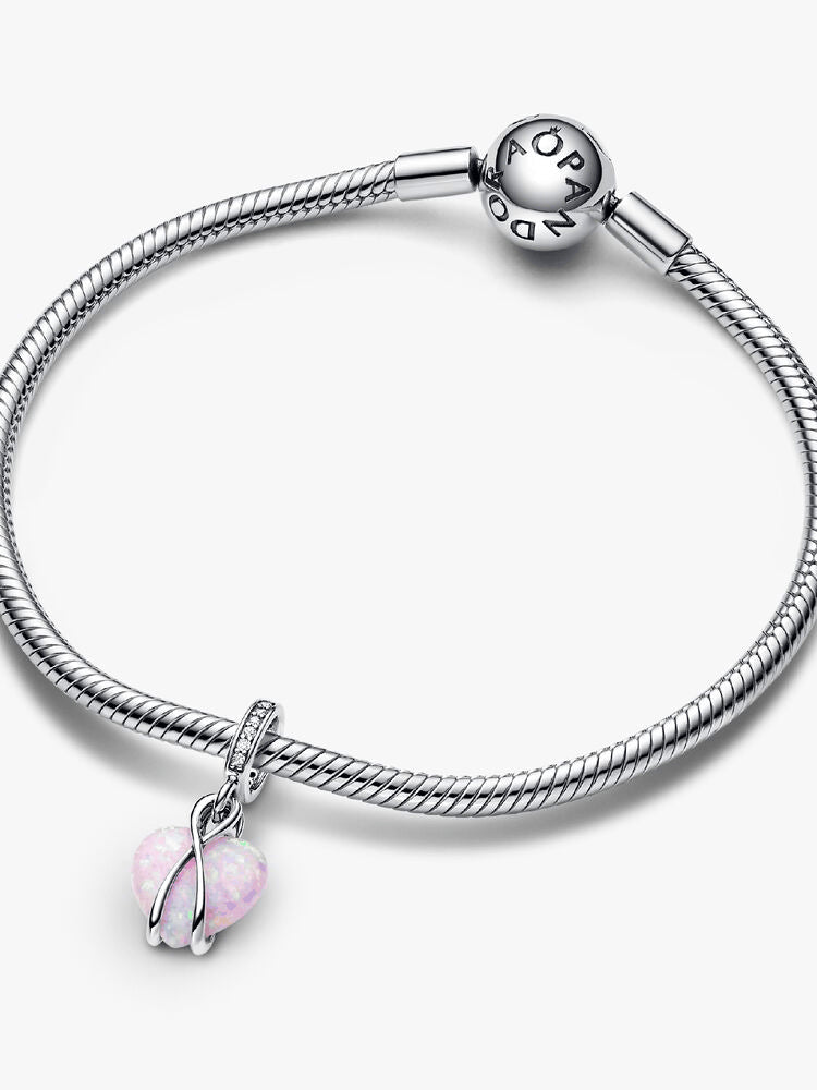 Mom Opalescent Heart Dangle Charm