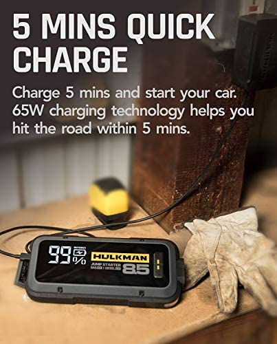 2,000A 20,000mAh Car Jump Starter For Up To 8.5L Gas And 6L Diesel Engines