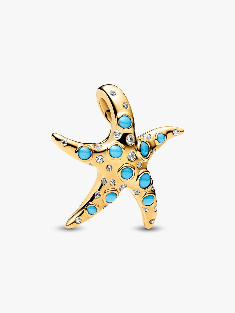 Sparkling Blue Starfish Necklace and Earring Set