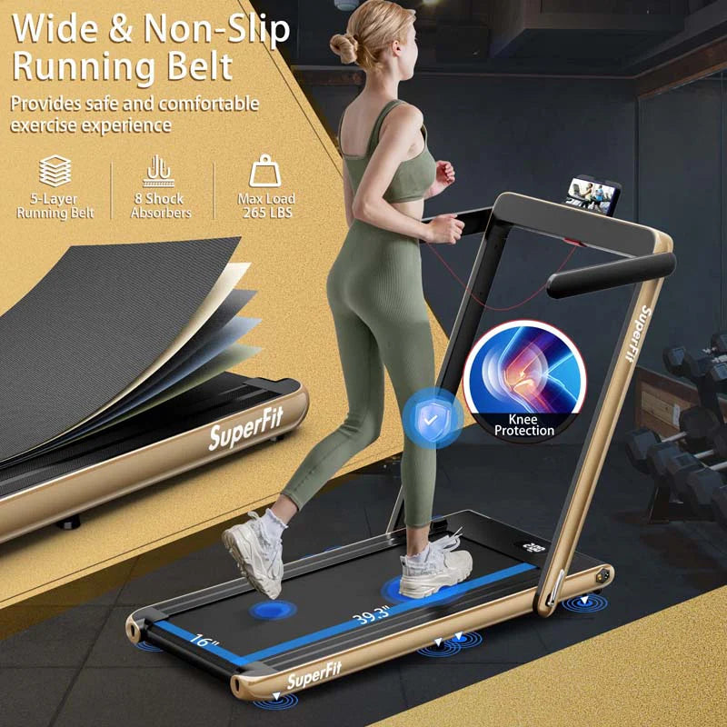 GYMAX 2-in-1 Folding Under Desk Treadmill With Speaker, App And Remote Control - 2.5HP