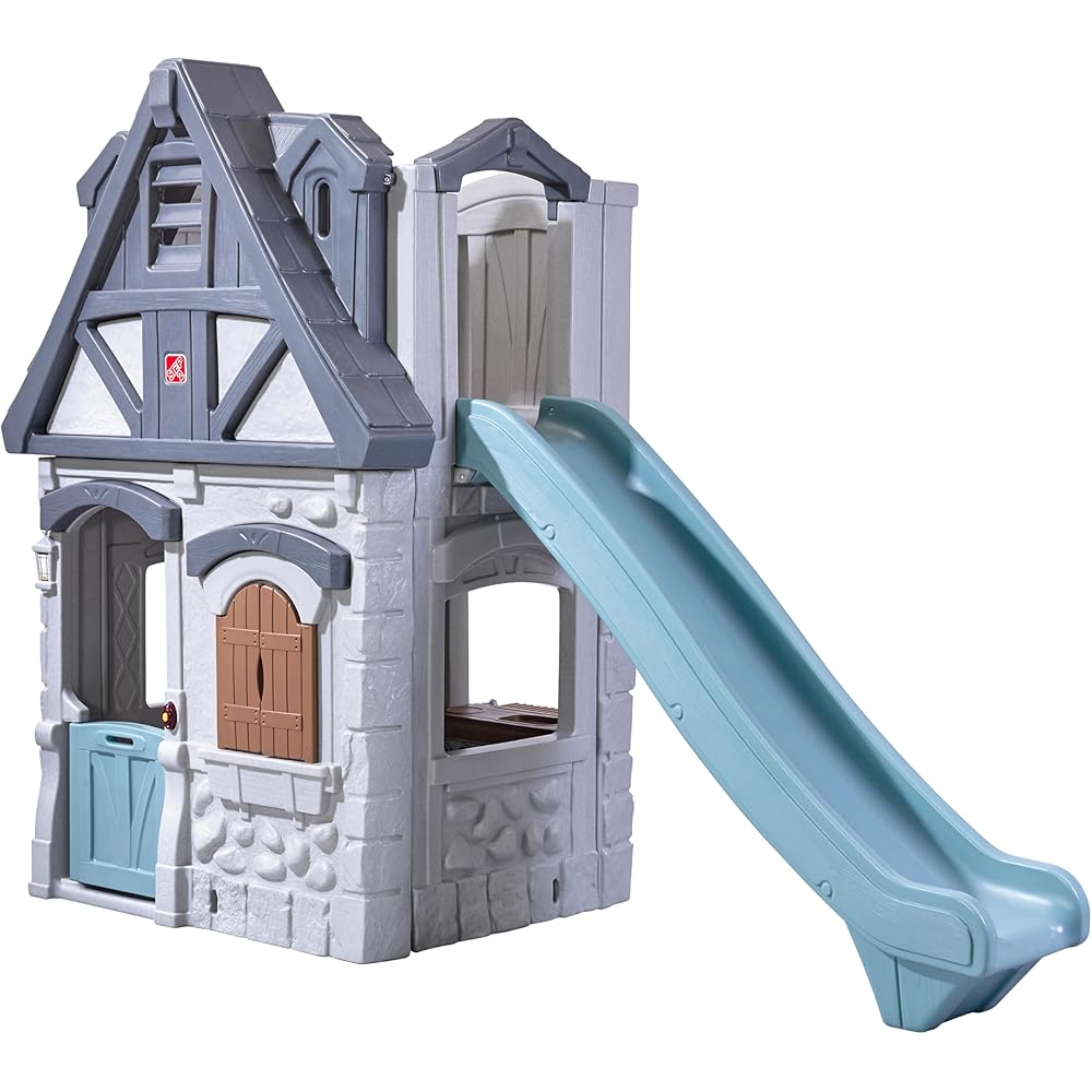Step2 Enchanting Adventures 2-Story Kids Playhouse With Kitchenette, Slide And Rock Wall - 83in H x 106.5in W x 48.5in D
