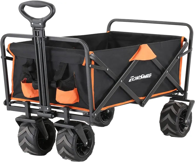 EchoSmile Collapsible Utility Wagon, 350 Lbs Capacity, 35.4 x 21.6 x 19.6 in, 4 x 7 in Wheels