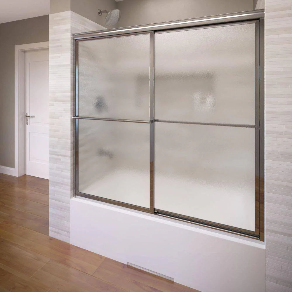 Framed Sliding Tub Door 56 in. x 56 in. Silver