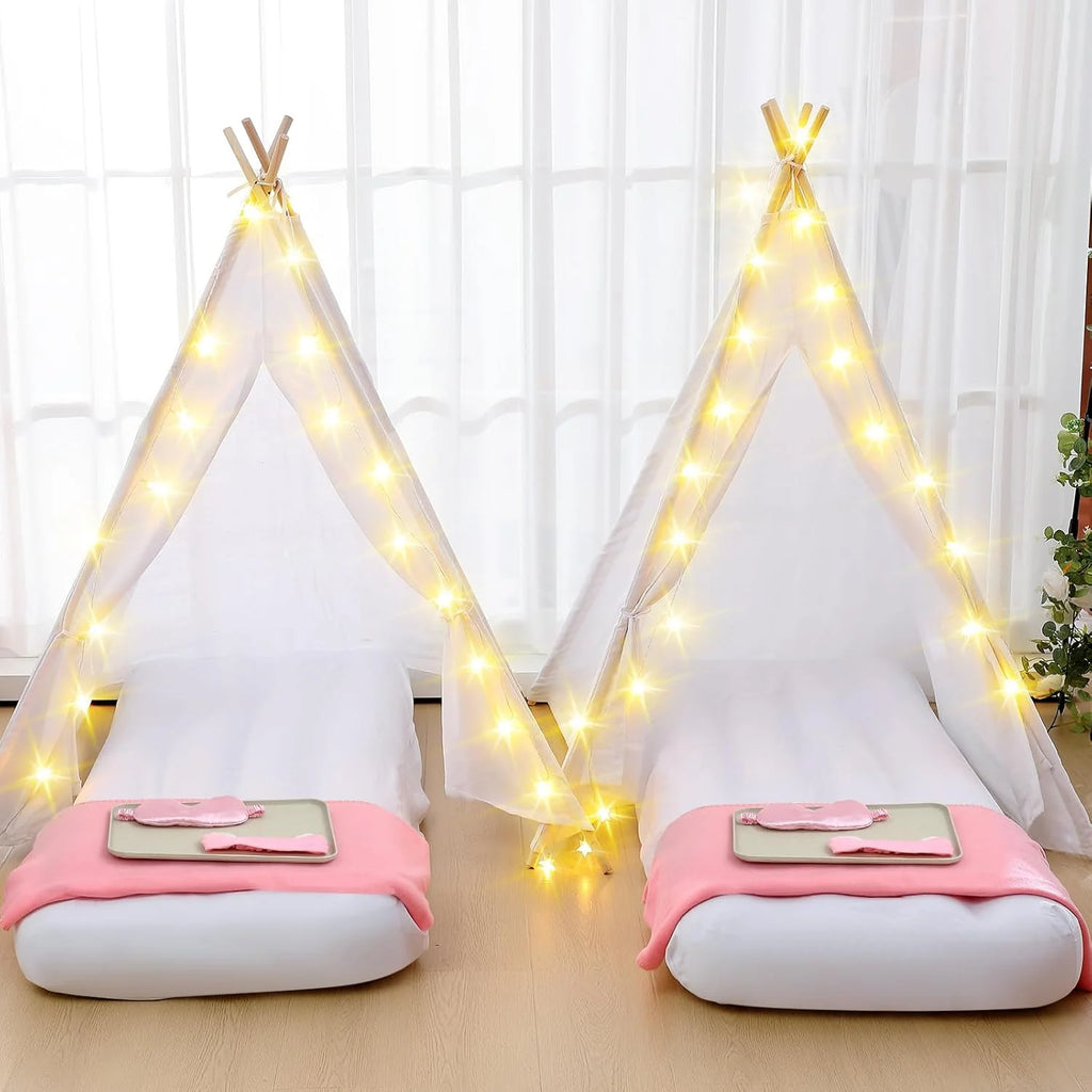 Windyun Kids Teepee Tent Sleepover Party Set, White, 8-Pack