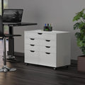 Halifax Mobile Storage Cabinet, 1 Door, 3 Drawers, 2 Wide Drawers, Black