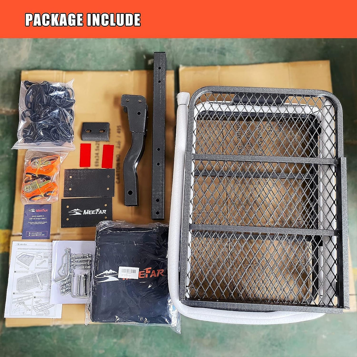MeeFar Roof Cargo Basket 51 x 36 x 5 in with Waterproof Bag - MF-BSK-AND-BAG
