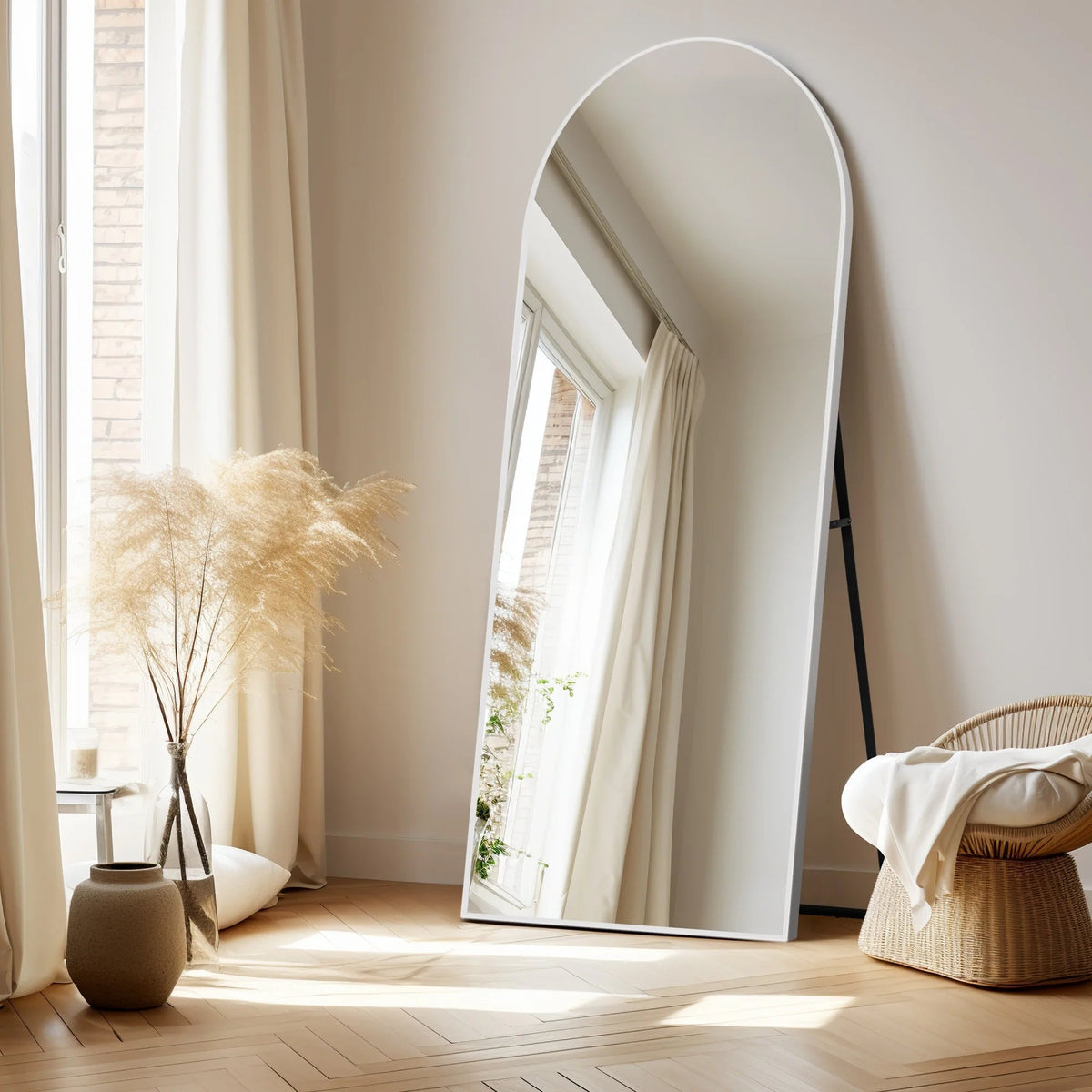 Arched Full-Length Floor Mirror - Standing And Wall-Mounted