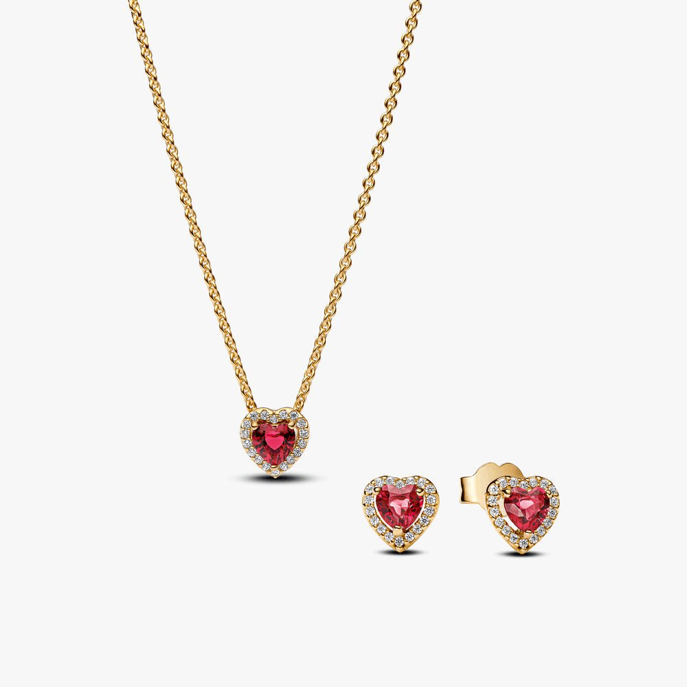 Red Heart Necklace and earring set