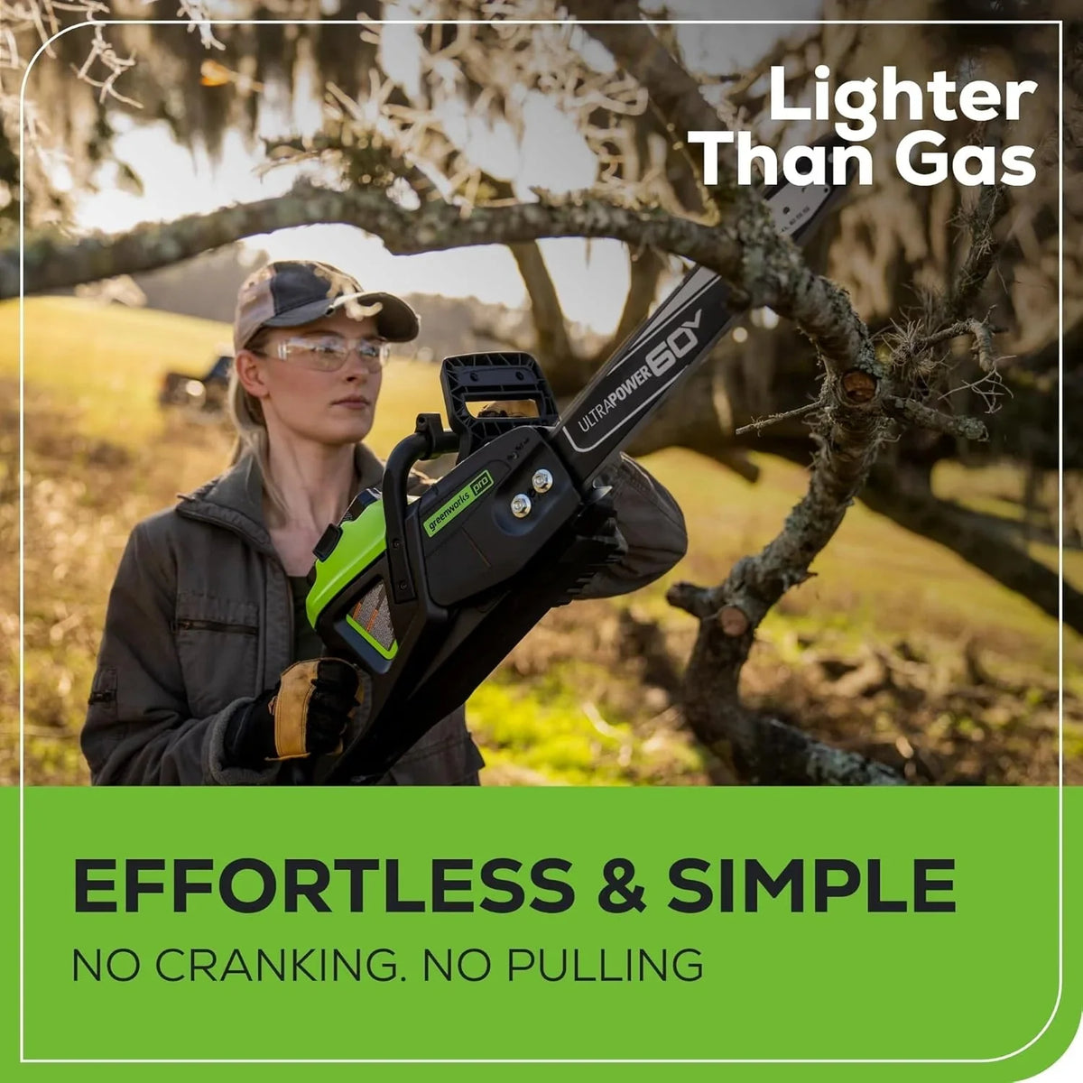Greenworks 40V 16 inch Brushless Cordless Chainsaw With 4.0Ah Battery And Charger