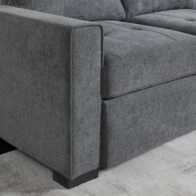 Kendale Sleeper Sofa With Storage Chaise, Gray, 91.73in L x 64.56in W x 37.99in H - Kendale