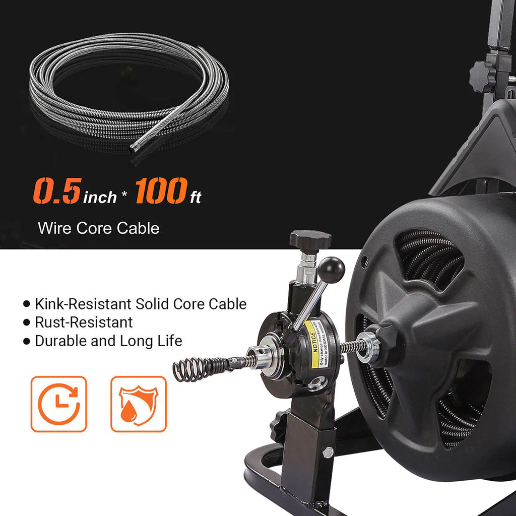 XtremepowerUS Commercial Electric Sewer Drain Snake 100ft - 45078