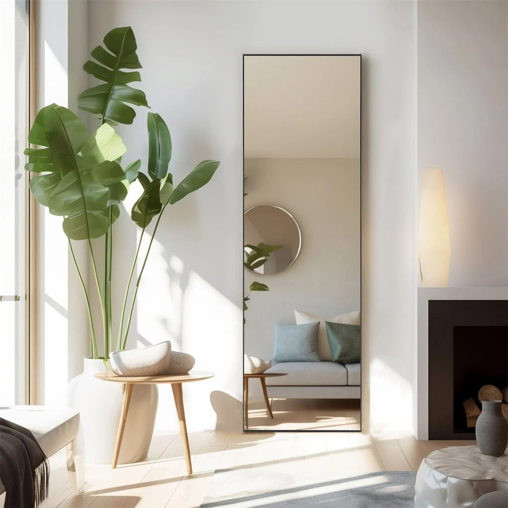 Full-Length Floor Mirror With Stand, Aluminum Alloy Frame - 71x30