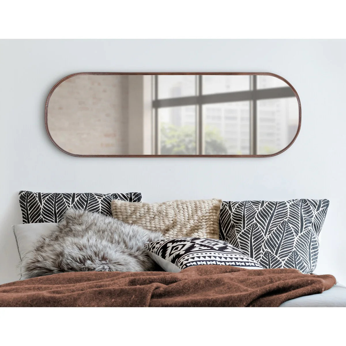 Capsule Framed Wall Mirror, 16x48, 18x24, 22x34, 24x36, Black, Bronze, Gold, Gray, Silver, Antique-Bronze
