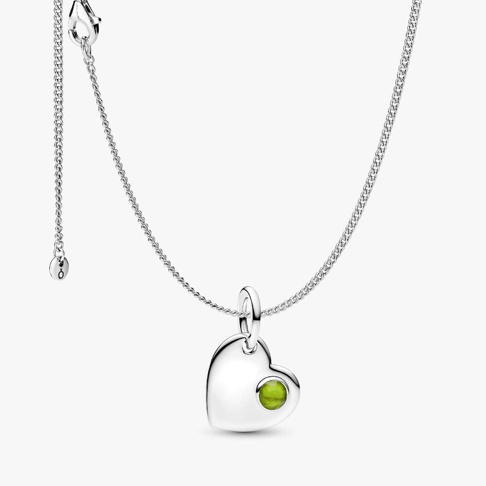 August Birthstone Heart Pendant Necklace