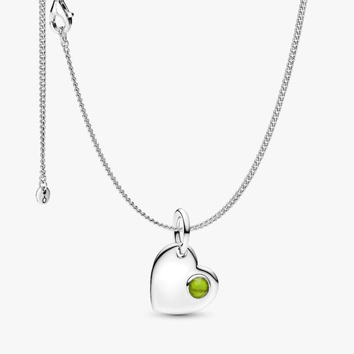August Birthstone Heart Pendant Necklace