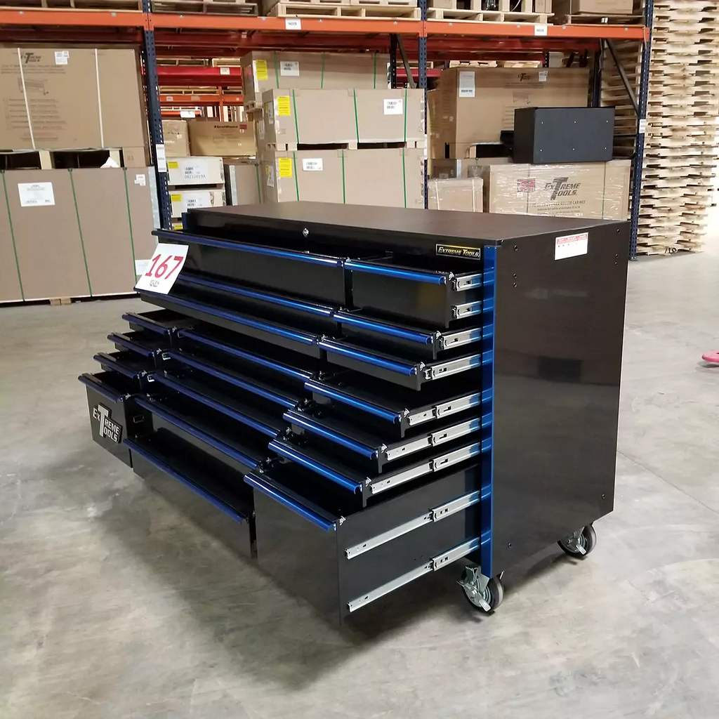 extreme-tools-rx-series-72-19-drawer-roller-cabinet-blackblue-showroom-demo-12-gauge-steel-full-extension-drawers-5966