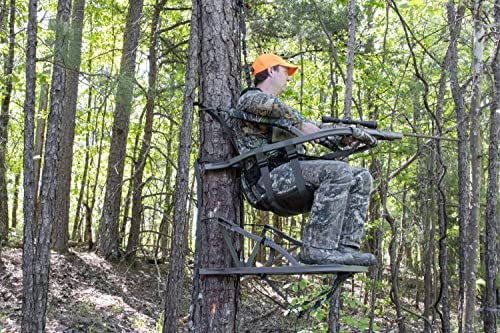 Aluminum Climbing Treestand With Padded Seat, 300 Lb. Capacity And Safety Harness