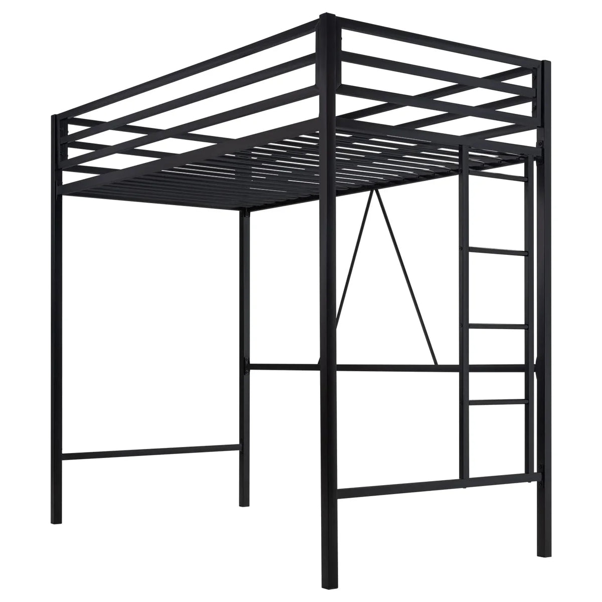 SHA CERLIN Junior Loft Bed Frame, Twin Size, Black