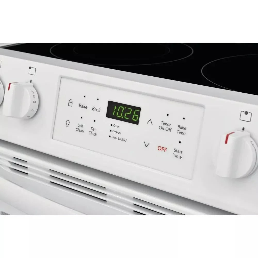 30 in. 5.0 Cu. Ft. Single Oven Electric Range, White With NVS Black Glass