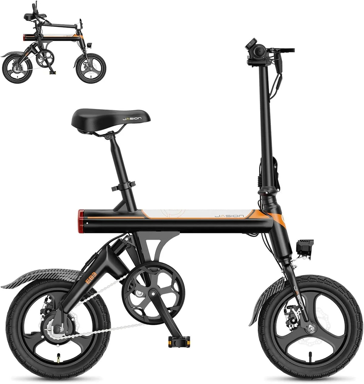 Jasion 14 Inch Folding Electric Bike, 21 Mph, 500W Peak Motor, 270Wh Battery - EB3