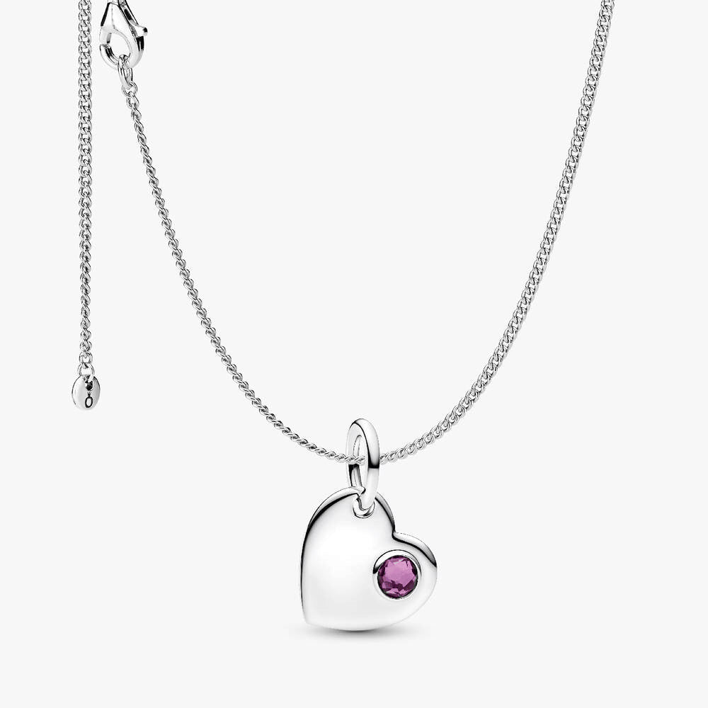 February Birthstone Heart Pendant Necklace