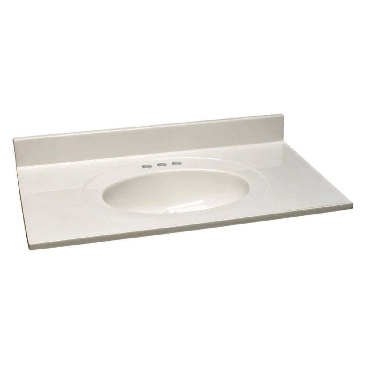 Cultured Marble Single Sink Vanity Top 25W x 22D in White on White - 552810