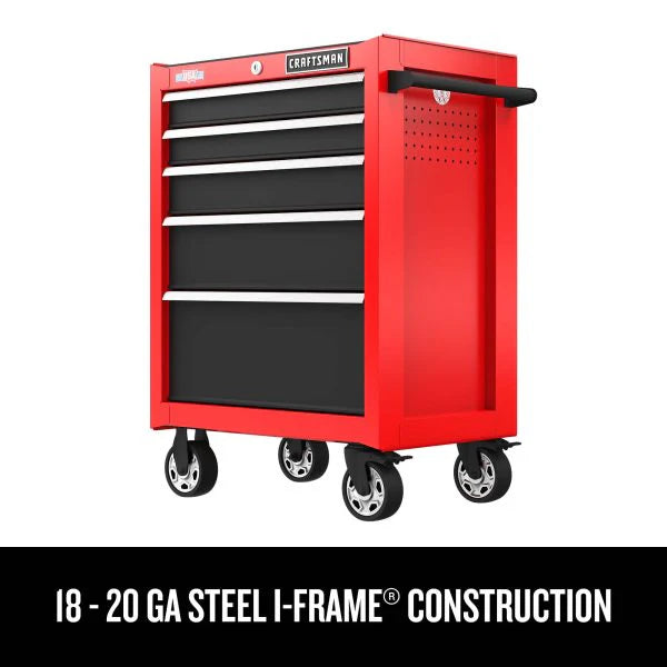 2000 Series 26-in W x 36.5-in H 5-Drawer Steel Rolling Tool Cabinet - Red