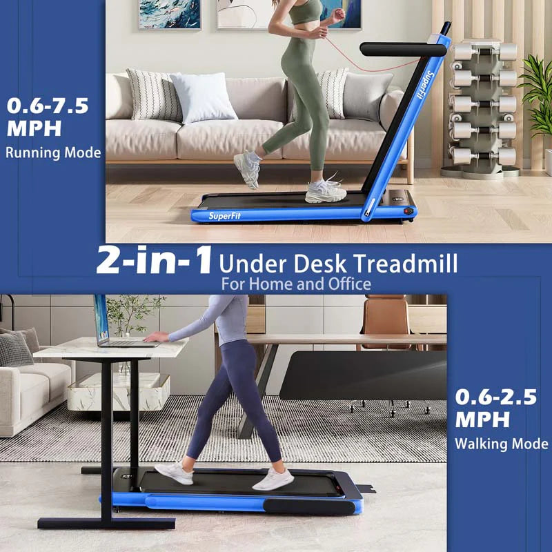 GYMAX 2-in-1 Folding Under Desk Treadmill With Speaker, App And Remote Control - 2.5HP