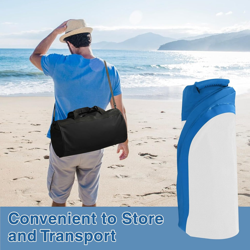 WUHUWOO Inflatable Pontoon Boat Water Slide, Blue - Electric Air Pump And Storage Bag