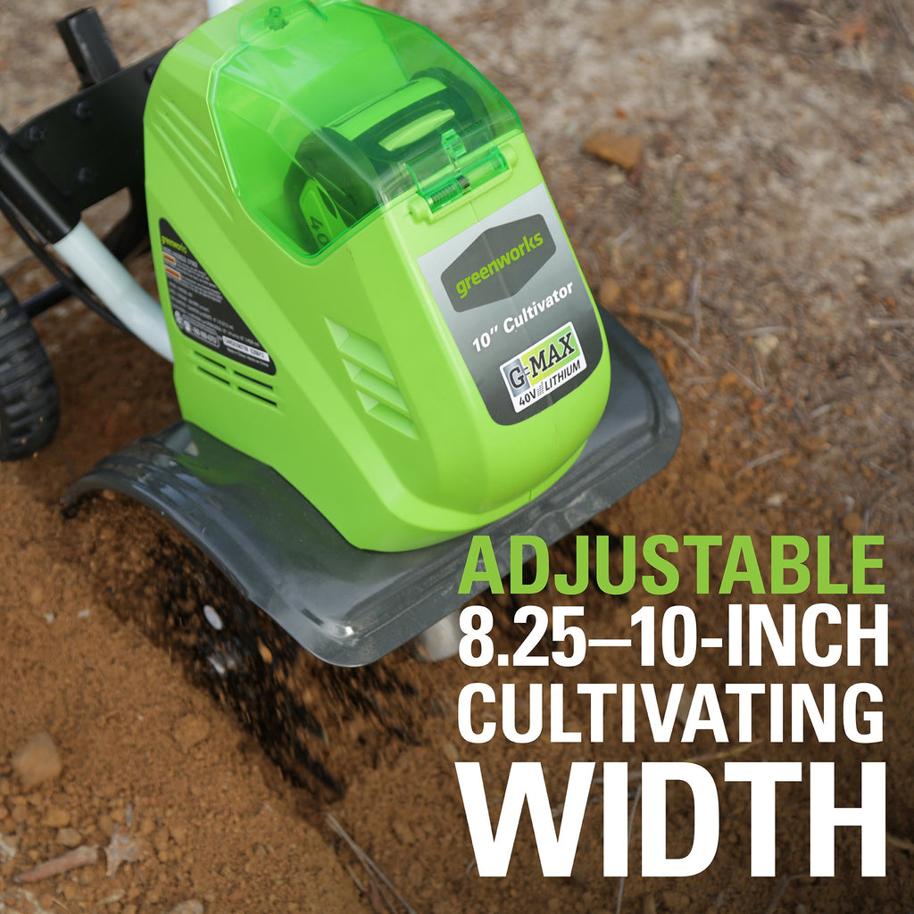 Greenworks 40V 10-Inch Cordless Cultivator/Tiller With 40 Ah Battery And Charger - 27062