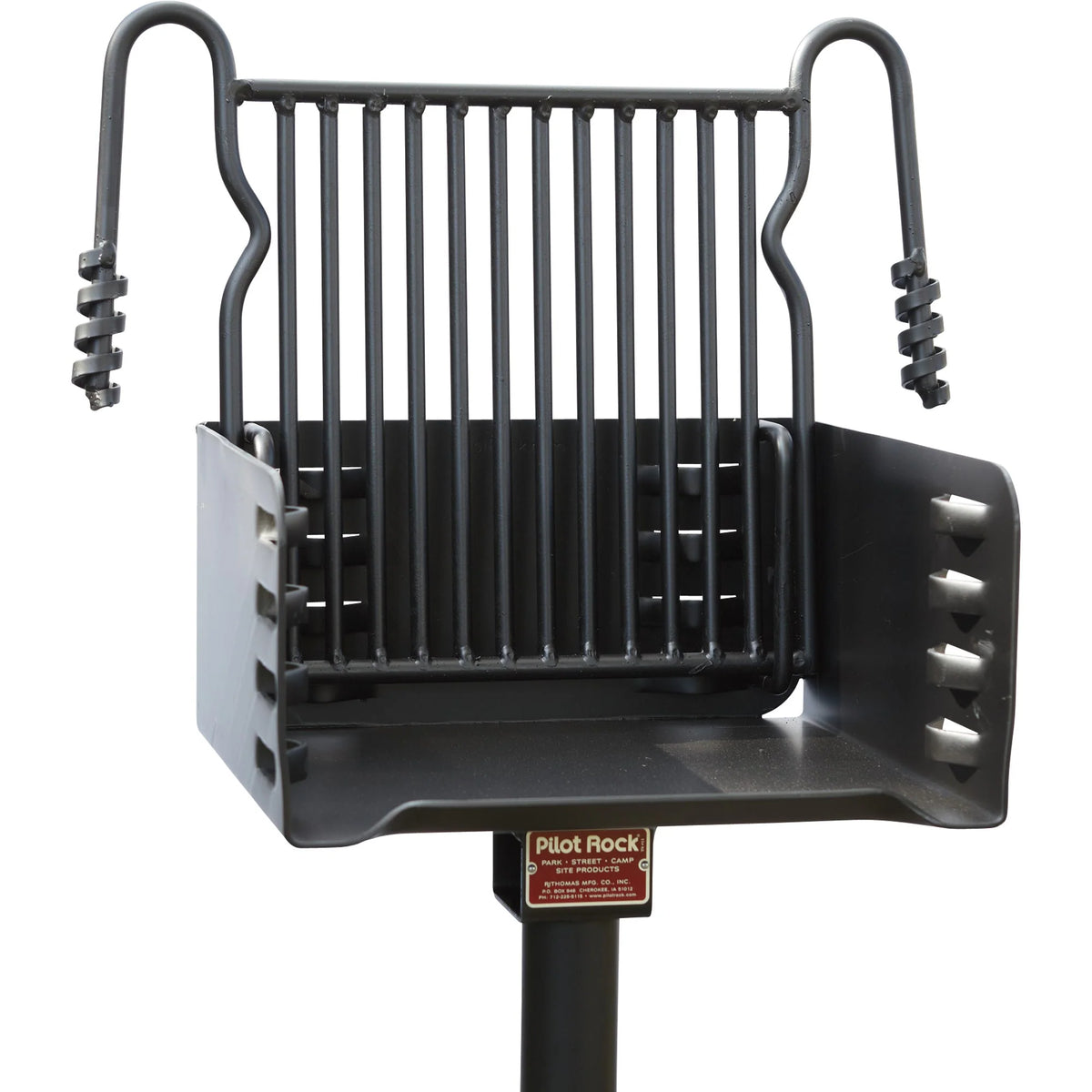 Pilot Rock Park Style Steel Outdoor Charcoal Grill With Post, Black - 16 x 16 x 34.19 in