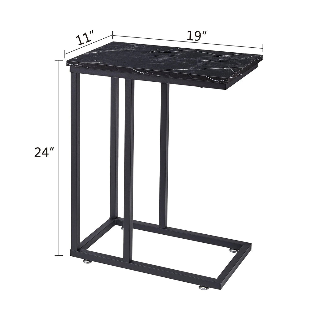 C-Shaped Sofa Side Tables, Set of 2, 11" D x 19" W x 24" H