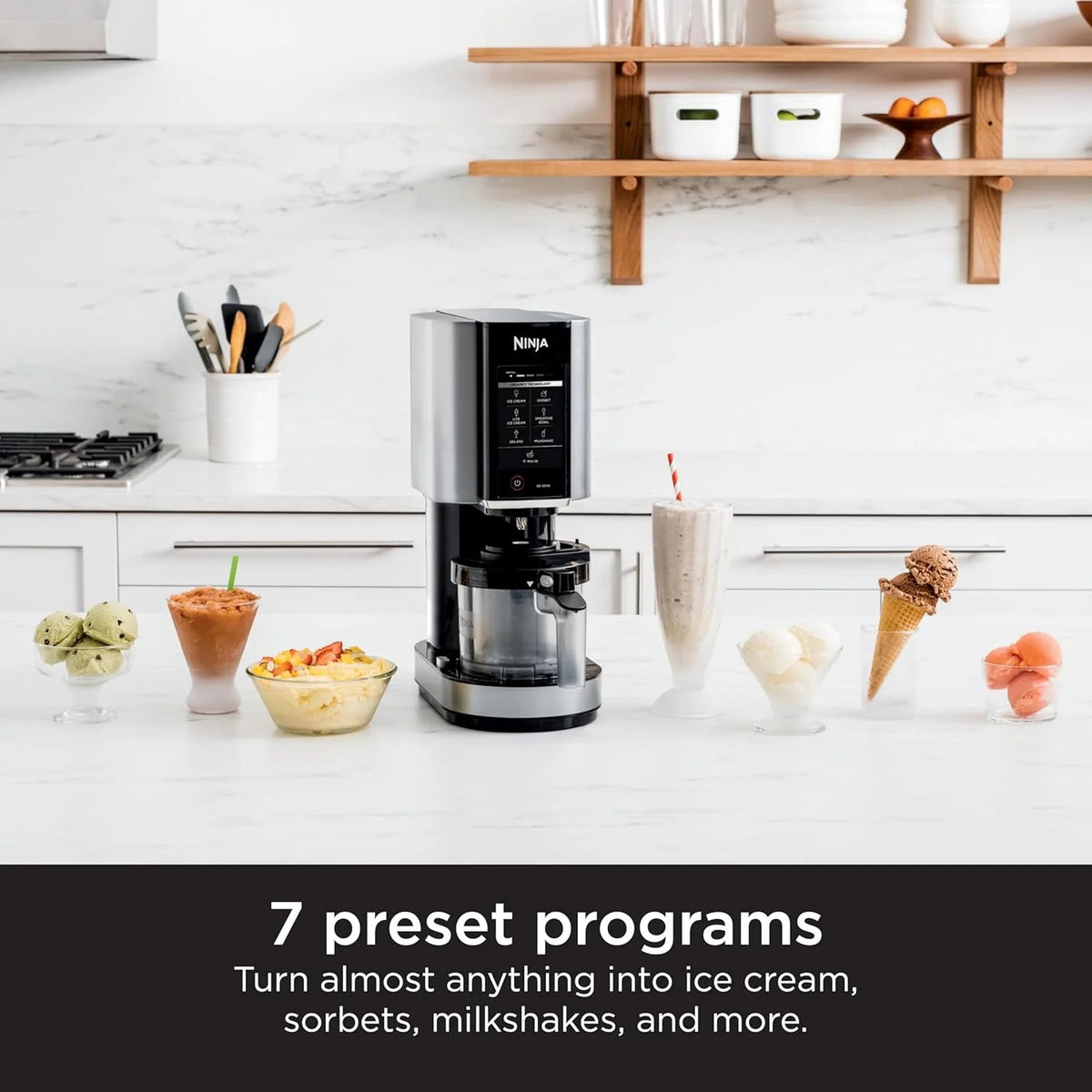 7-in-1 Ice Cream Maker With 2 Pint Containers And Lids - Silver