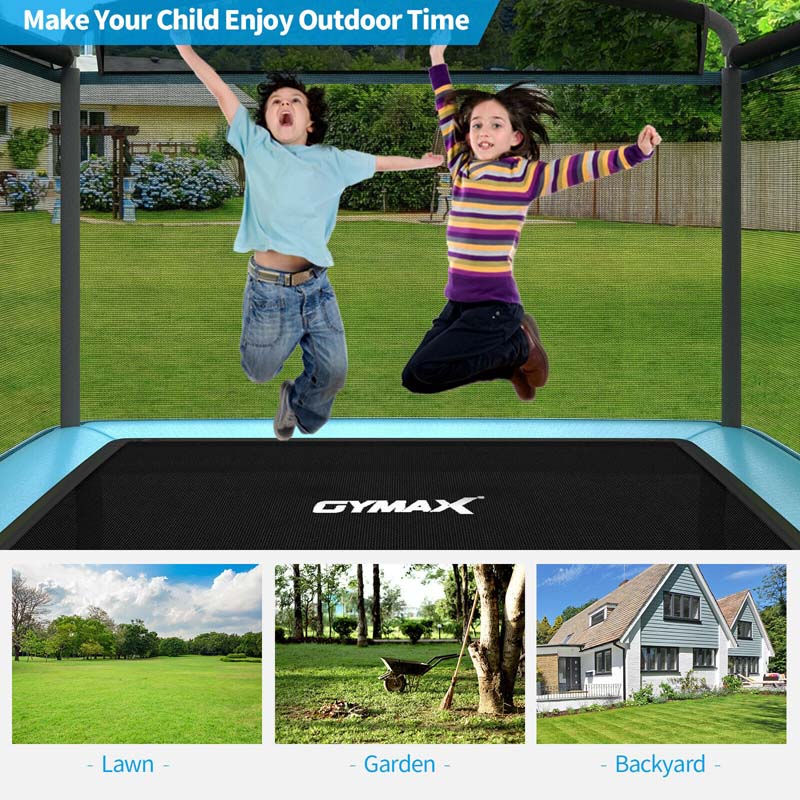 6 FT Kids Rectangle Trampoline With Swing And Safety Fence - ASTM Approved, Ages 3-8