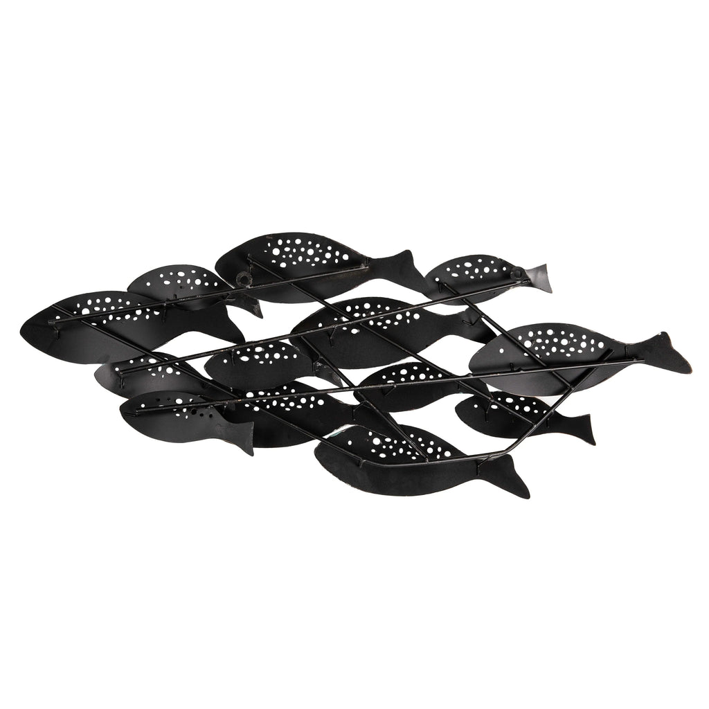 Metal Fish Wall Sculpture, Blue And Aqua, 35.75 Inches H x 14.75 Inches W x 1.75 Inches D