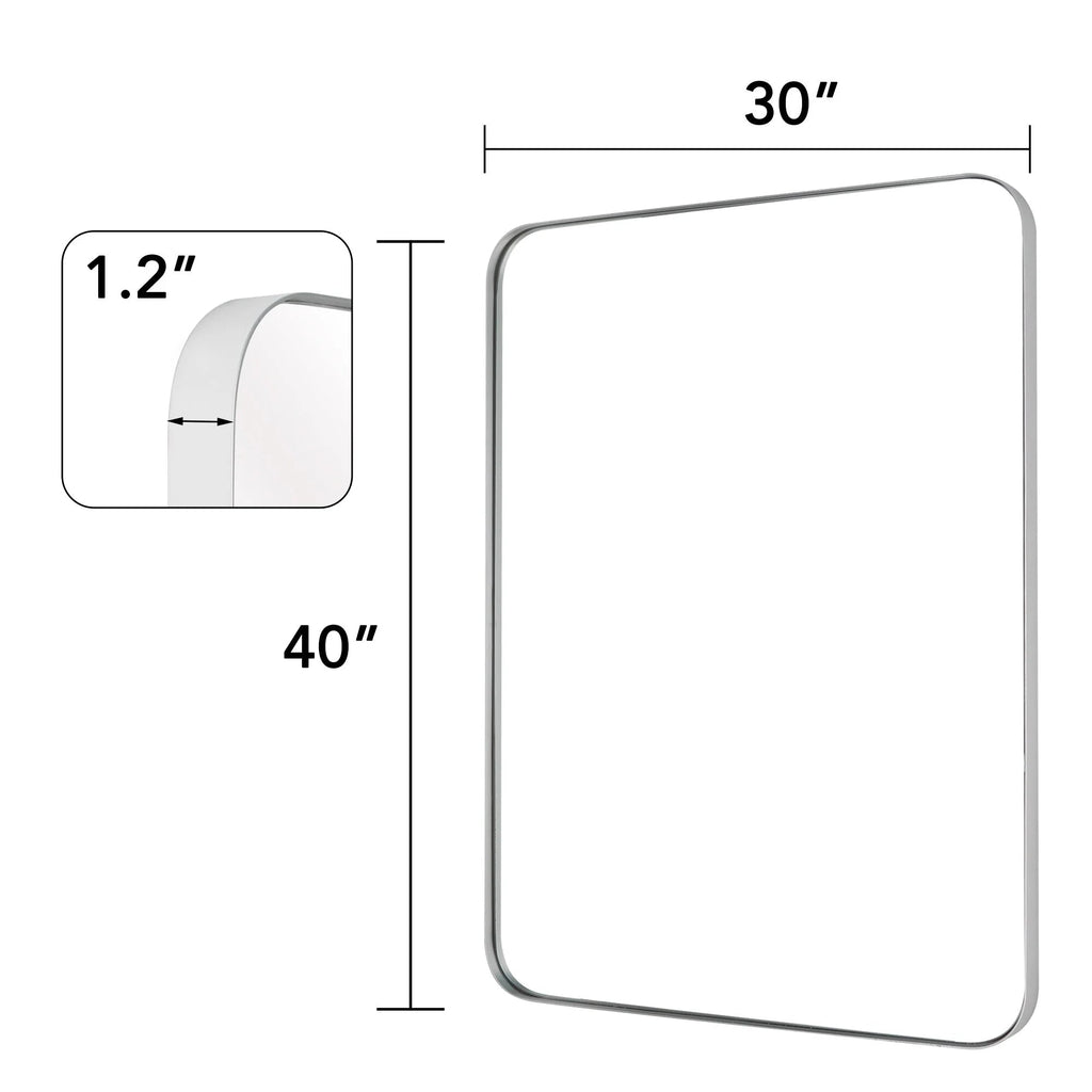 Framed Wall Vanity Mirror With Rounded Corners, 1 Piece