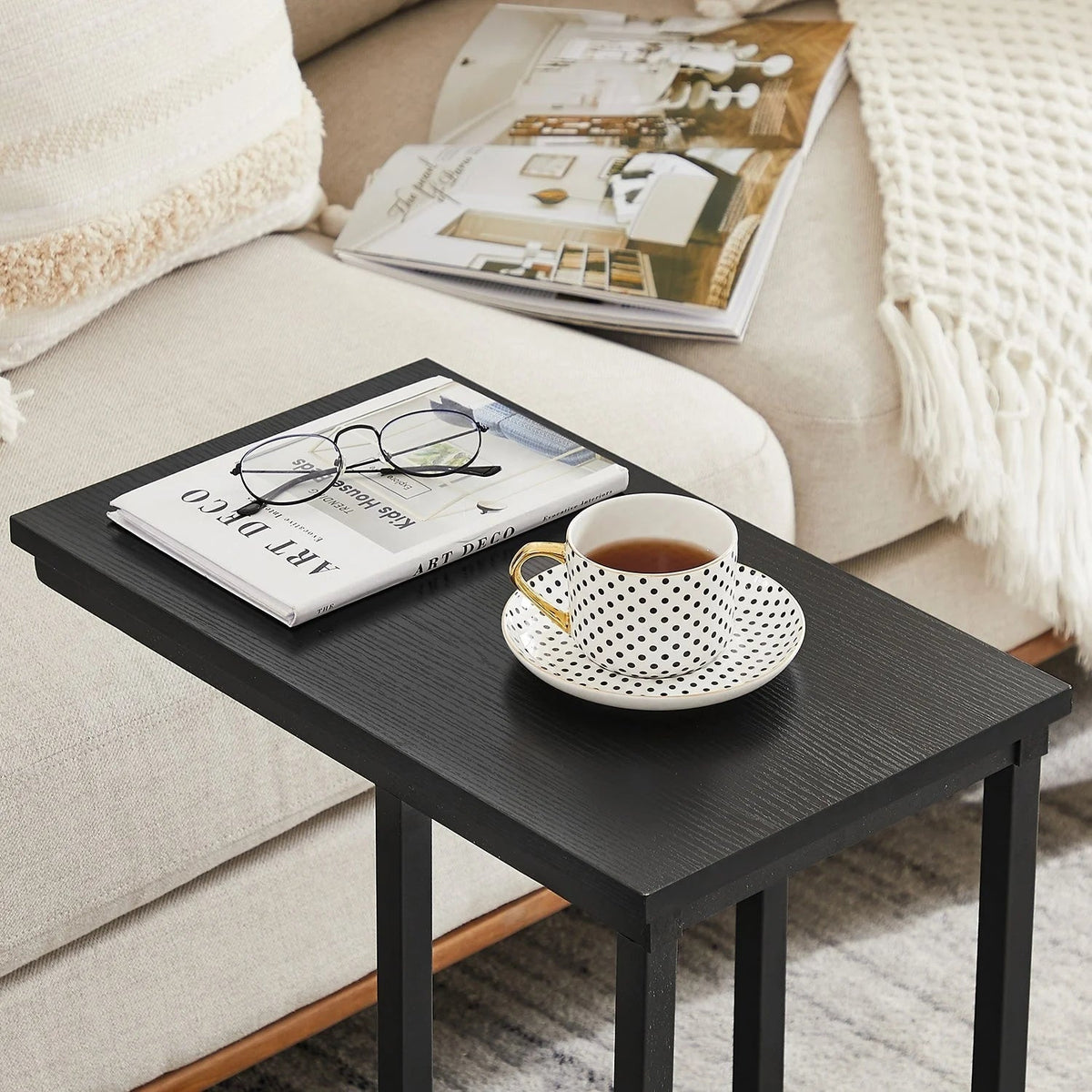 C-Shaped Sofa Side Tables, Set of 2, 11" D x 19" W x 24" H