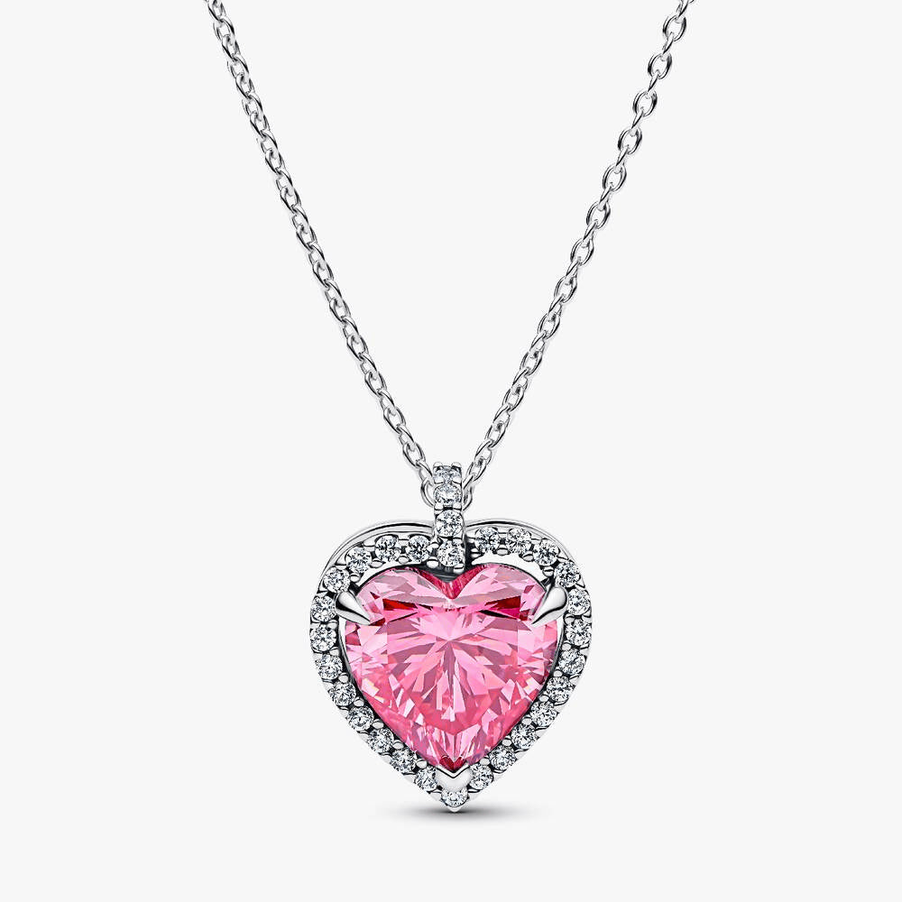 Pink Halo Heart Collier Necklace