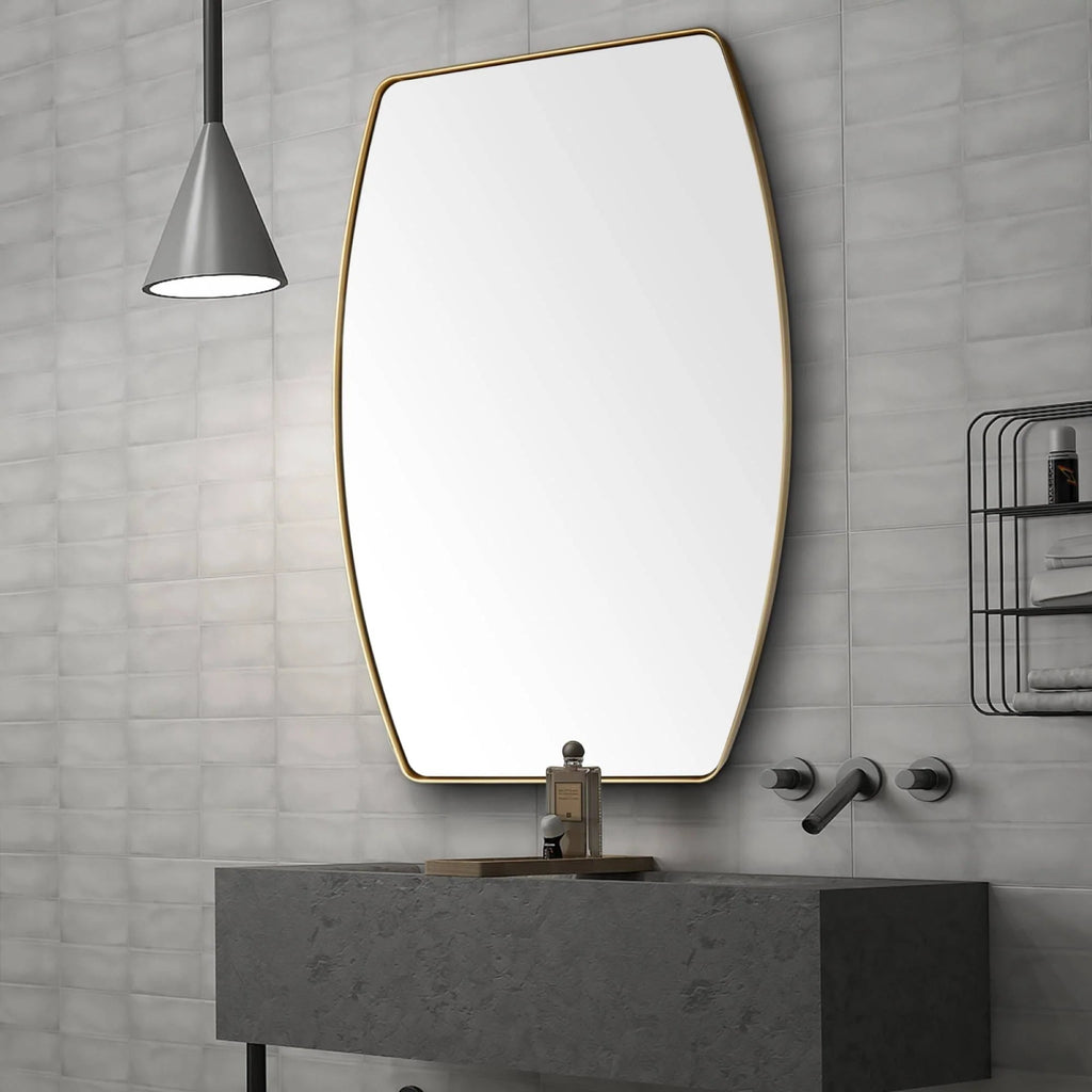 Oblong Metal Wall Mirror, 18 or 24 - Black, Gold, or Silver