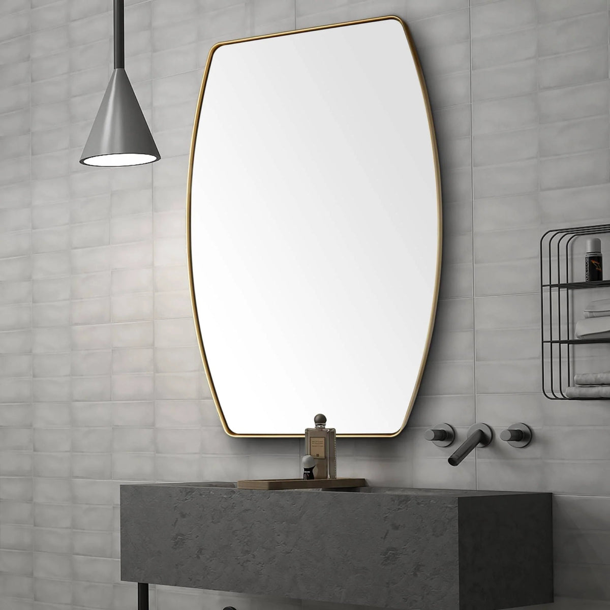 Oblong Metal Wall Mirror, 18 or 24 - Black, Gold, or Silver