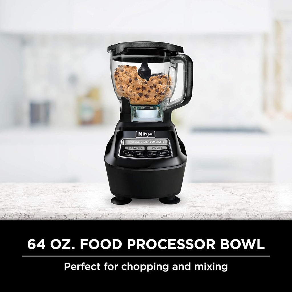 Ninja Blender And Food Processor System, 1500W, 72-Oz Pitcher, 64-Oz Bowl, Two 16-Oz To-Go Cups - Black