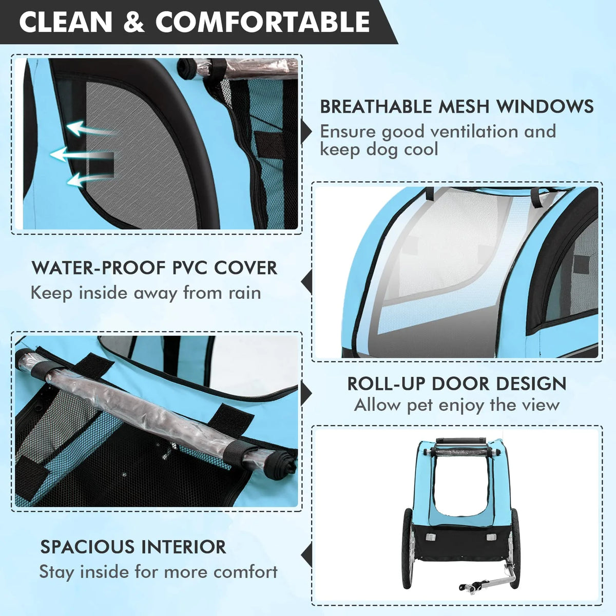Pet Bicycle Trailer For Small And Medium-Sized Dogs And Cats, 40kg Capacity