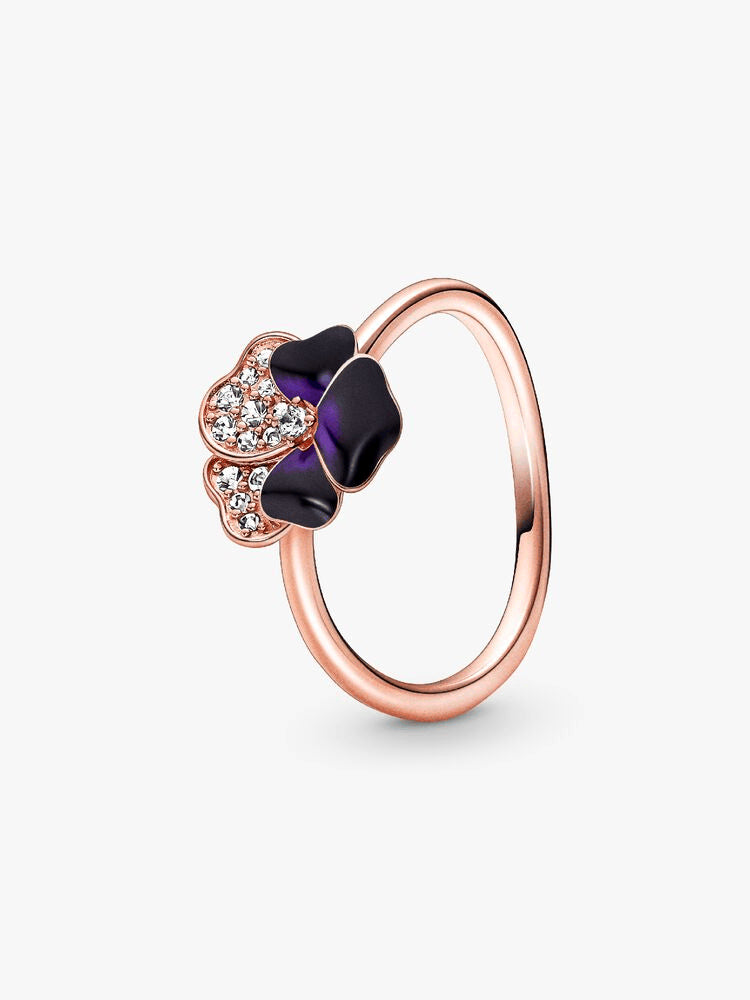 FINAL SALE - Deep Purple Pansy Flower Ring