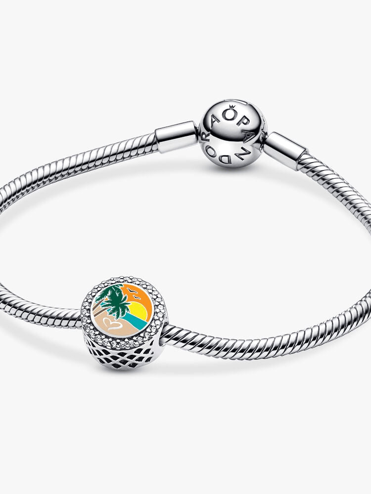Engravable Beach Heart Scene Charm