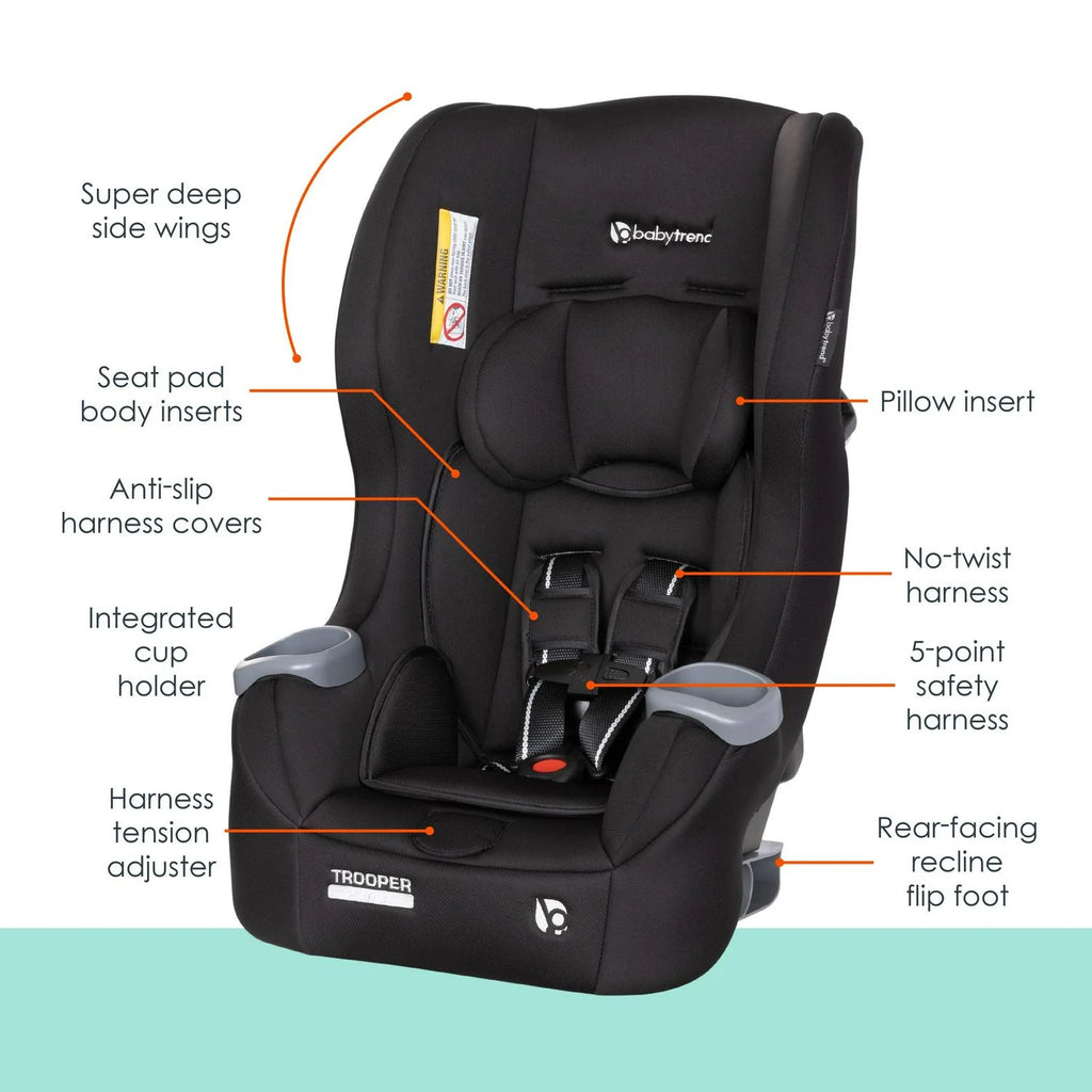 Baby Trend Trooper 3-in-1 Convertible Car Seat, Desert Black - CV01F16B