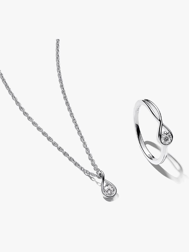 Pandora Infinite Lab-grown Diamond Necklace and Ring Set 0.30 ct tw Sterling Silver