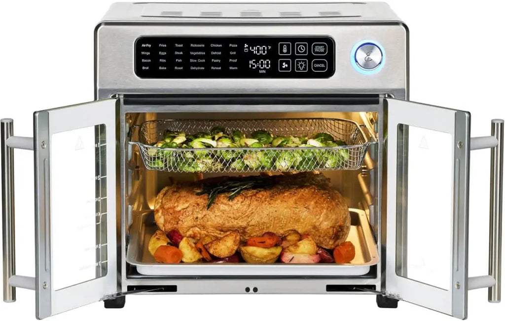 Emeril Lagasse 26 Quart Extra Large Air Fryer Convection Toaster Oven With French Doors - Stainless Steel