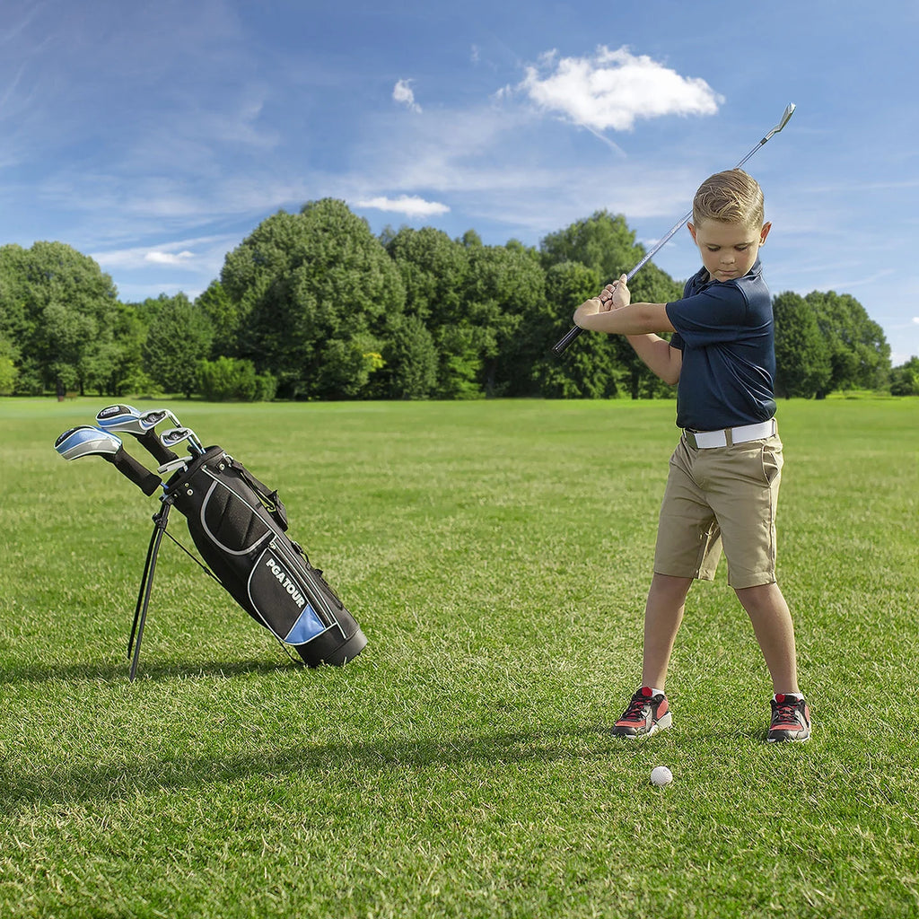 PGA Tour Right-Handed 10-Piece Kids Golf Club Stand Bag Set, Ages 8-12, Player Height 4ft 8in - 5ft 2in